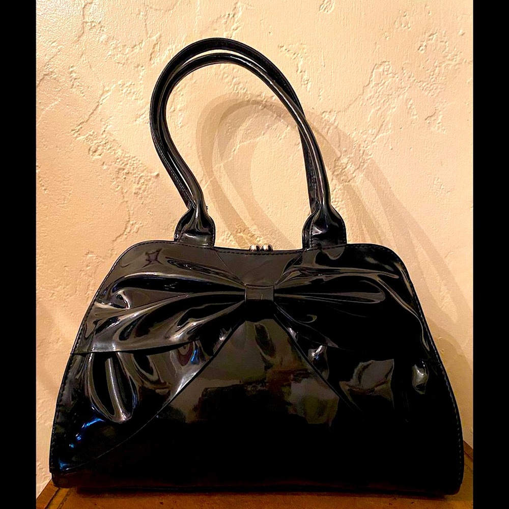 Lux De Ville Patent Leather Big Bow Purse